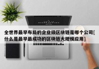 全世界最早布局的企业级区块链是哪个公司[什么是最早最成功的区块链大规模应用]